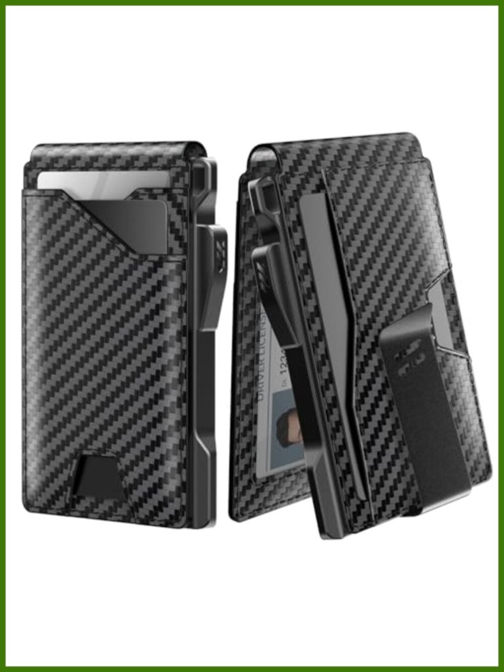 Genuine Leather Pop Up Card Holder Slim RFID Blocking Wallet Money Clip
